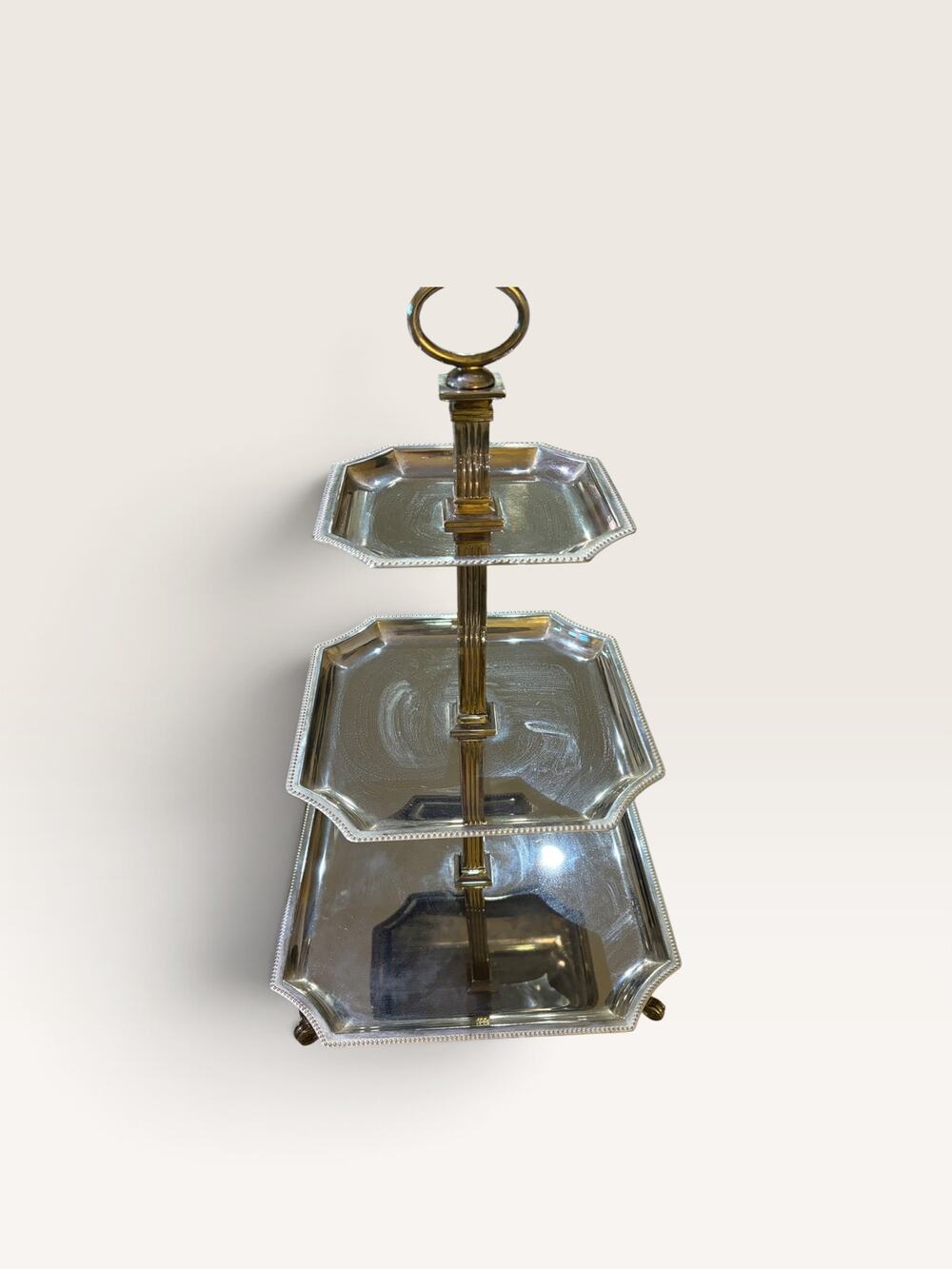 Vintage Godinger Silver 3-Tier Square Serving Stand 12.5" Large Pastry Tower